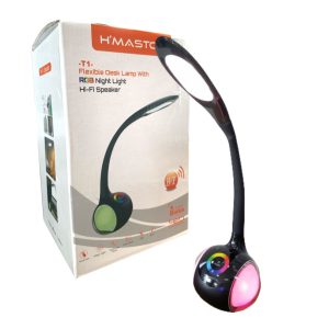 Luminária De Mesa Flexível C/ Luz Colorida E Som Bluetooth Hmaston T1