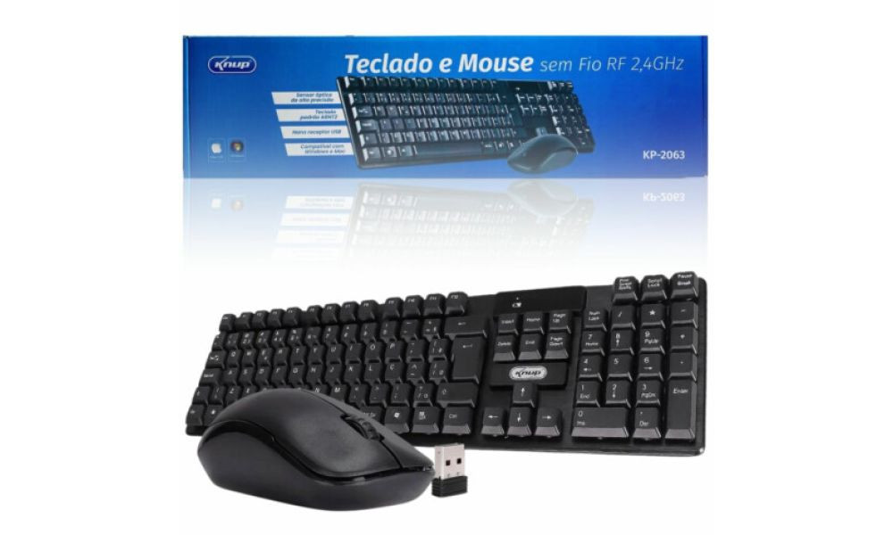 Teclado e Mouse Sem Fio KNUP KP-2063
