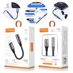 Adaptador de Fone de iPhone P2 A'GOLD CBA-15