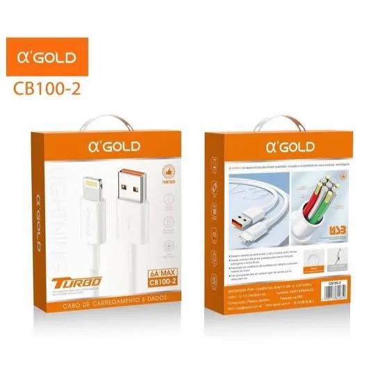 Cabo de iPhone A'GOLD USB para Lightning CB-100-2